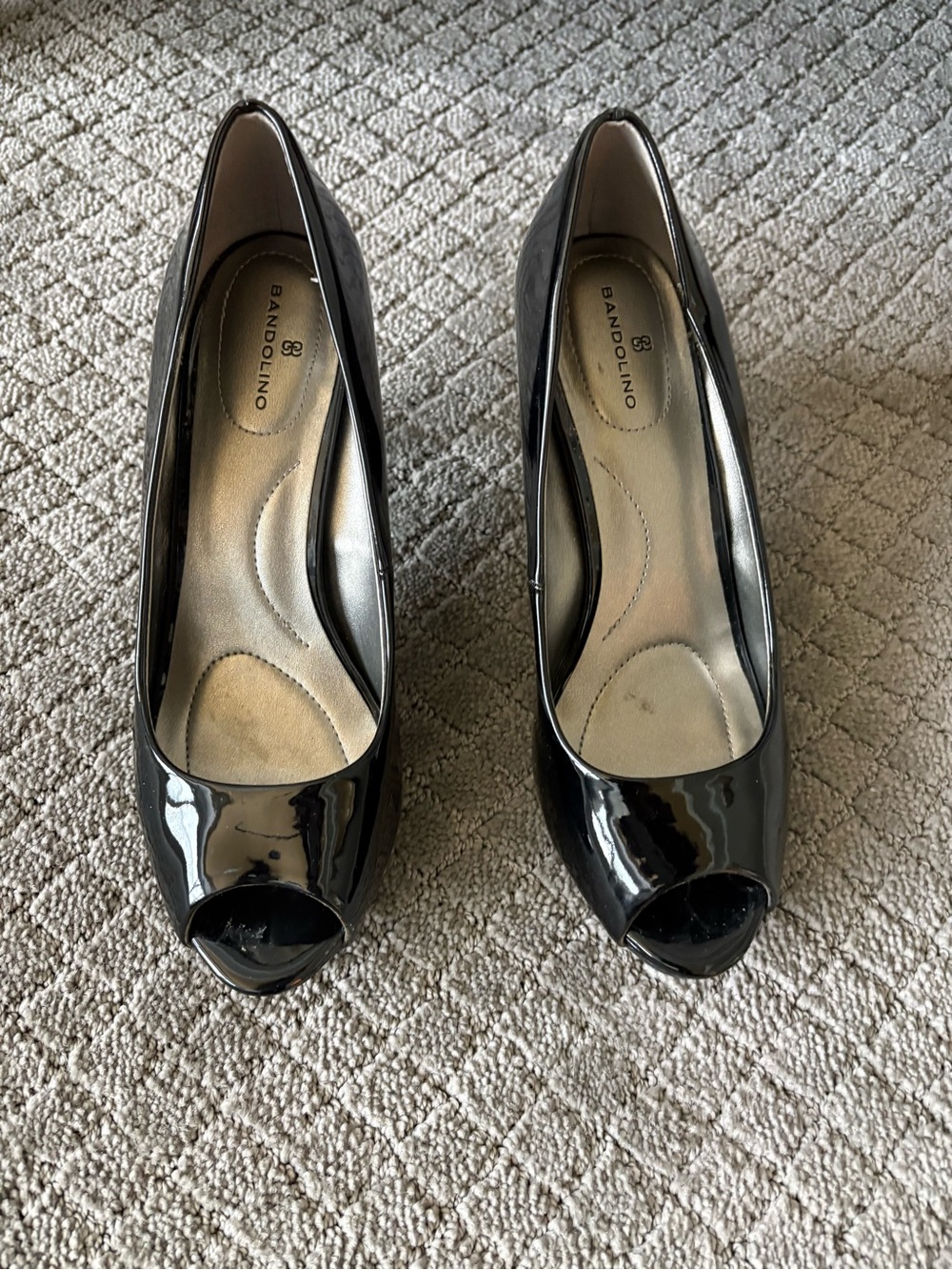 Bandolino Black Patent Peep Toe Heels